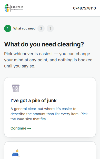 Three options: a pile of junk, specific items, or send photos